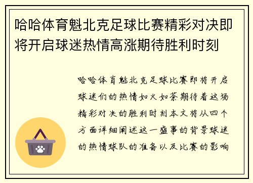 哈哈体育魁北克足球比赛精彩对决即将开启球迷热情高涨期待胜利时刻